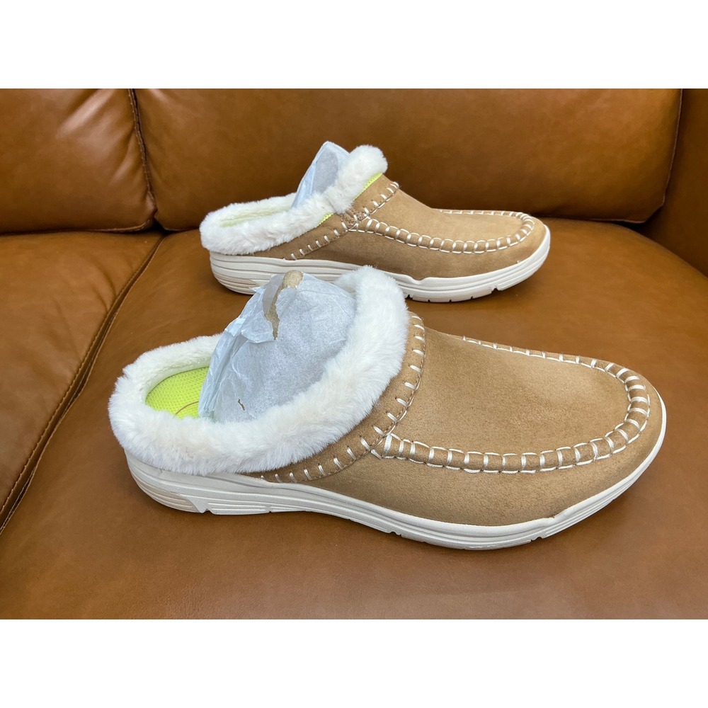 Ryka Ariana Mule Womens 8.5W Honey Brown Faux Fur Lined Winter Clogs